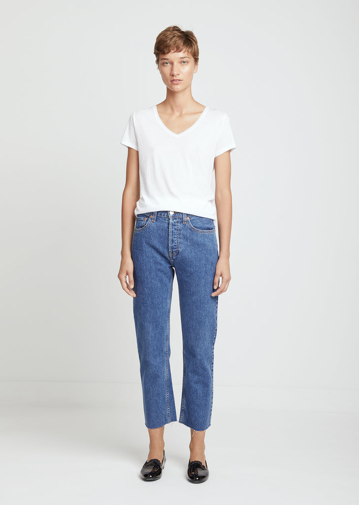 High Rise Stove Pipe Crop Jeans