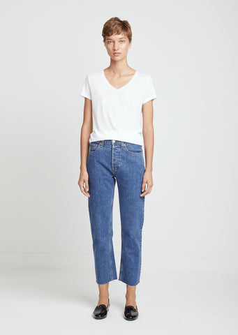 High Rise Stove Pipe Crop Jeans