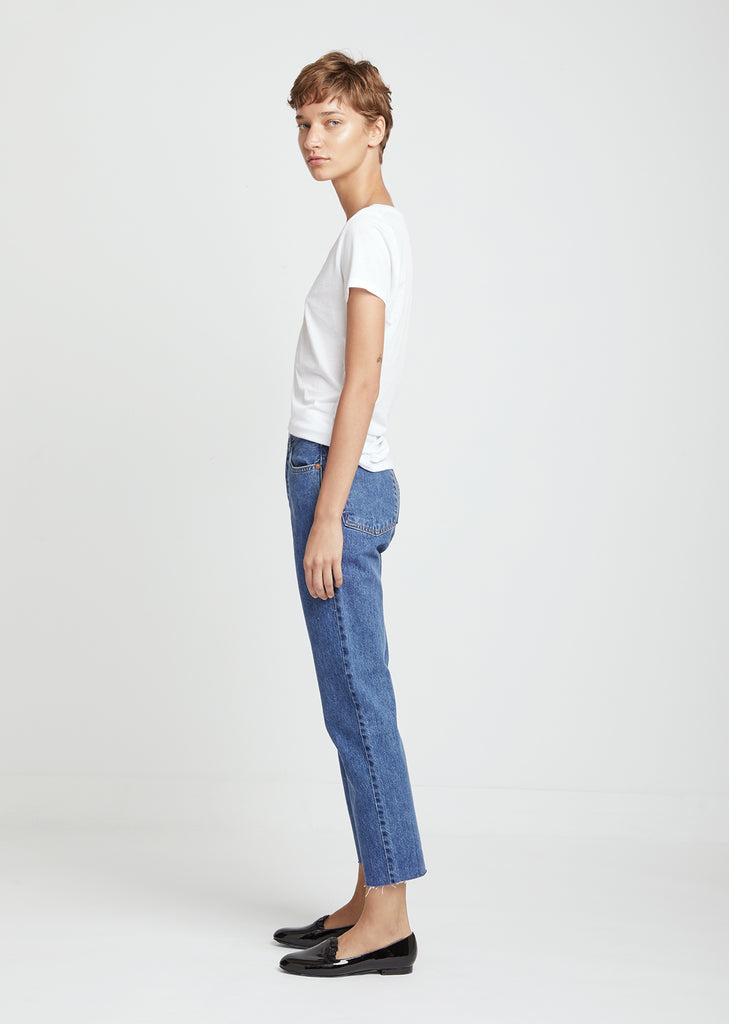 High Rise Stove Pipe Crop Jeans