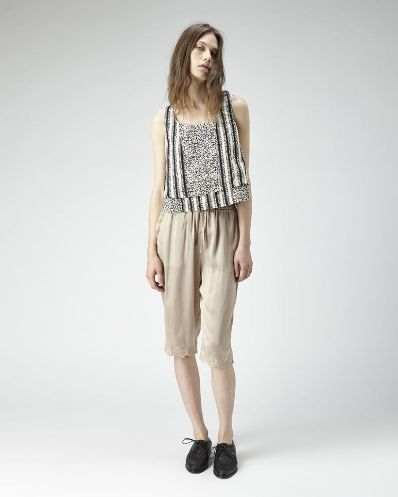 Embroidered Silk Capris