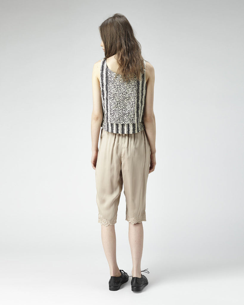 Embroidered Silk Capris