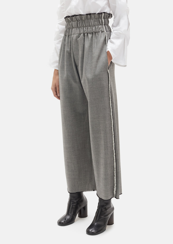 Elasticated Waist Frayed Hem Trousers