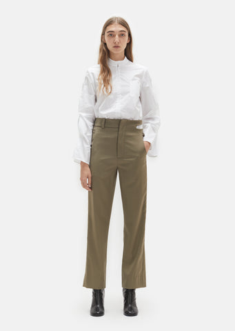 Waist Cutout Wool Gabardine Trouser
