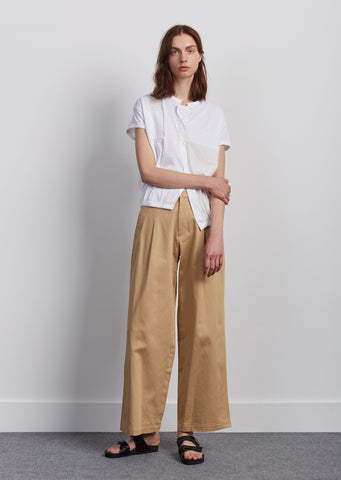 Cotton Satin Side Slit Pants