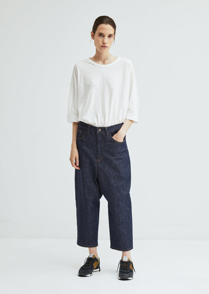 Gusset Drop Crotch Denim Pant