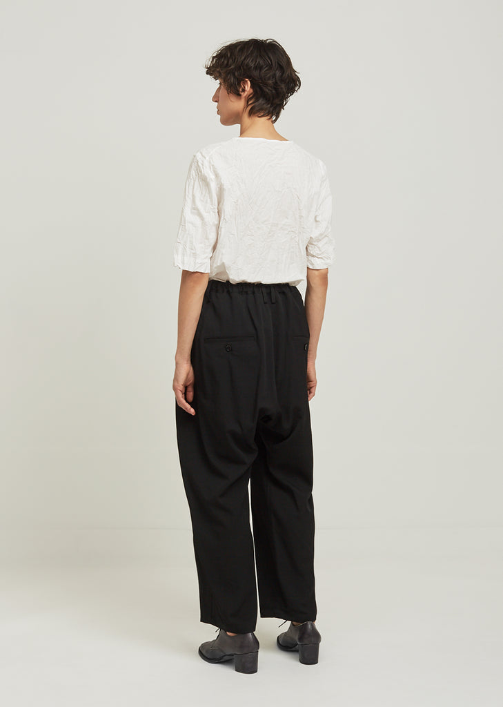 Gabardine West Gathered Waist Wool Pant