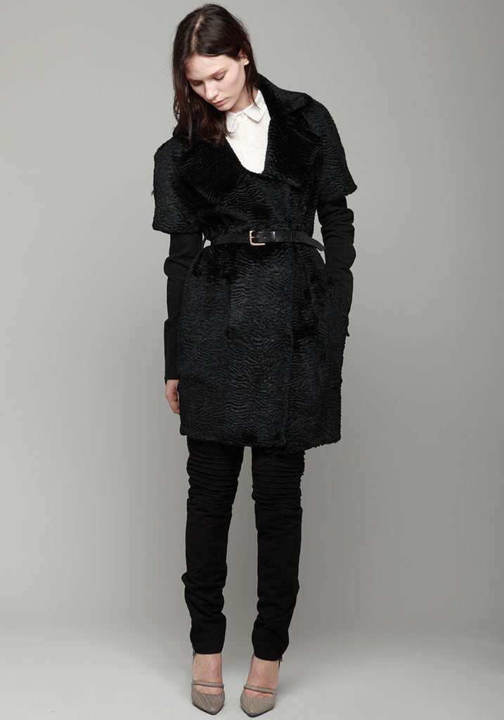 Suede Fur Propeller Coat