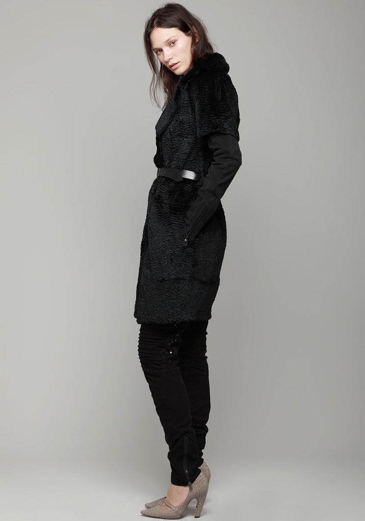 Suede Fur Propeller Coat