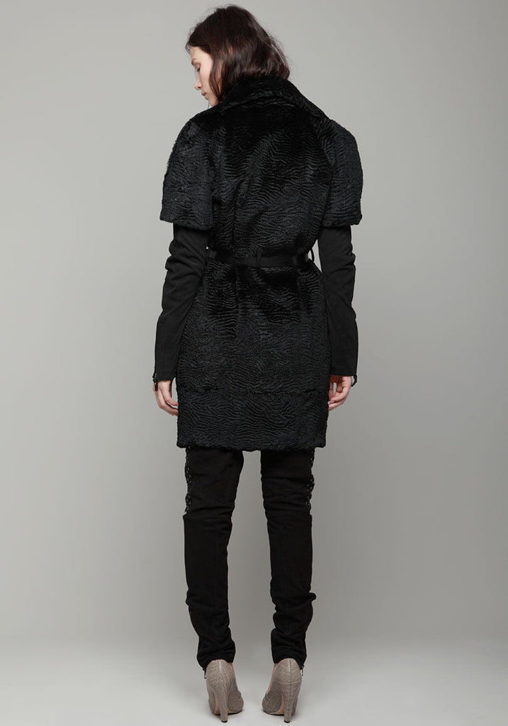 Suede Fur Propeller Coat