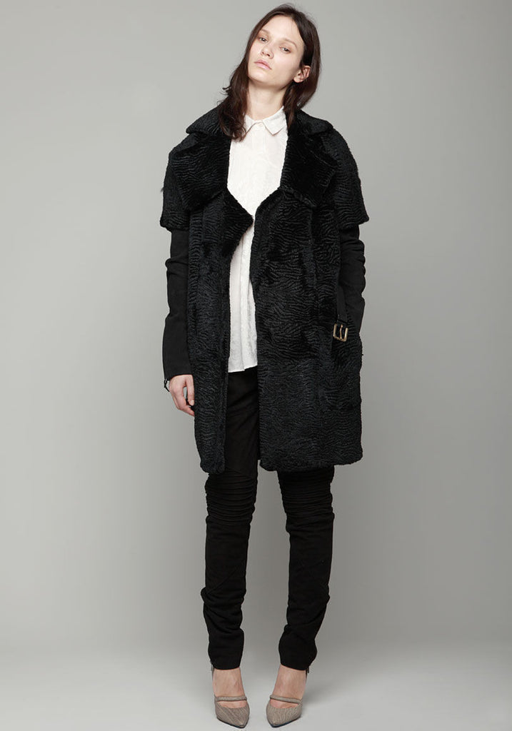 Suede Fur Propeller Coat