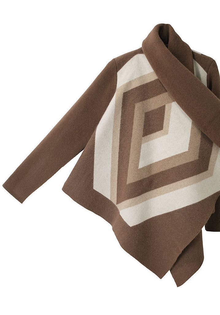 Jacquard Poncho Cardigan
