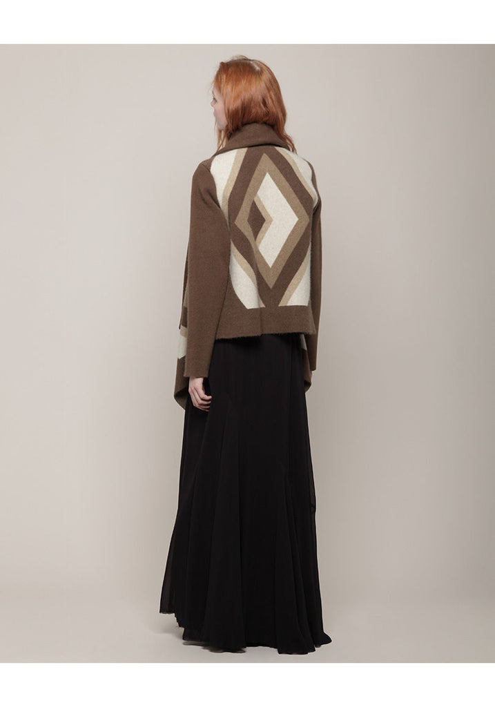 Jacquard Poncho Cardigan