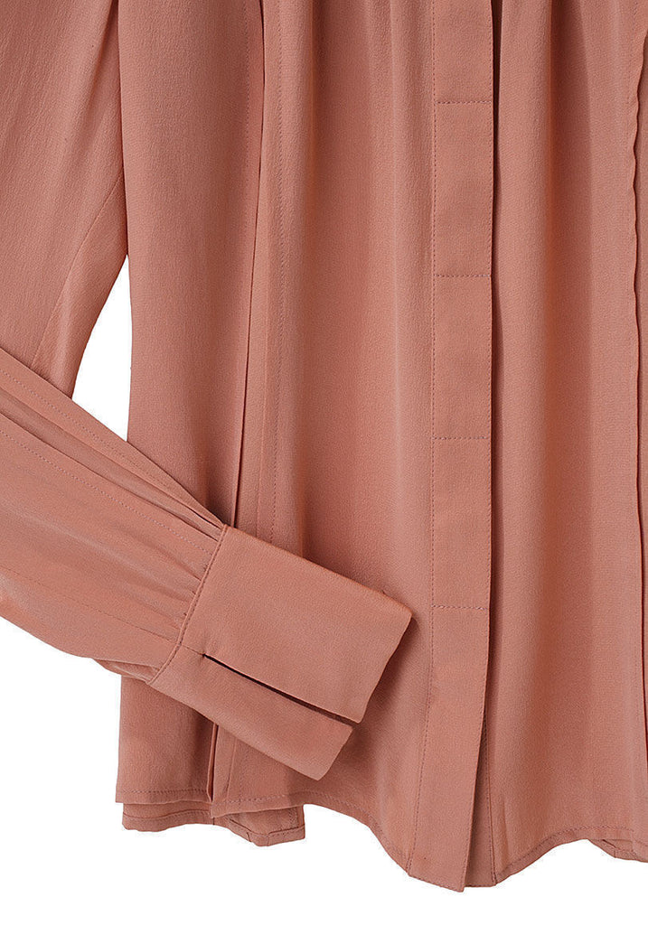 Pleat Neck Silk Blouse