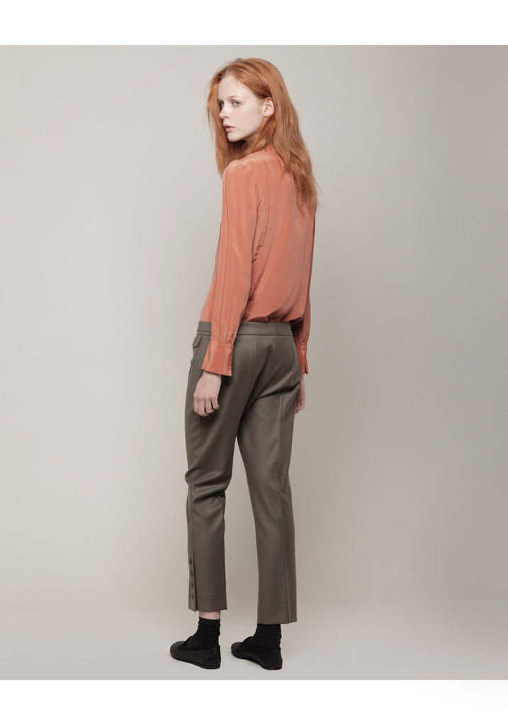 Pleat Neck Silk Blouse