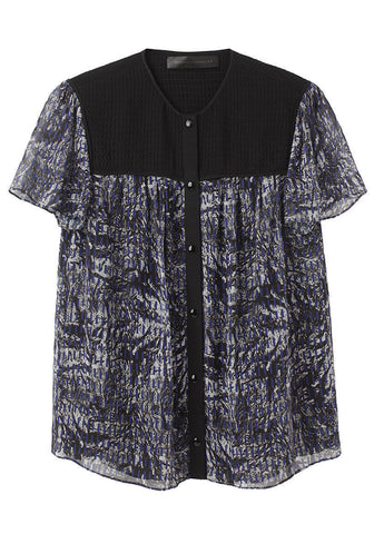 Printed Top with Contrasting Yoke