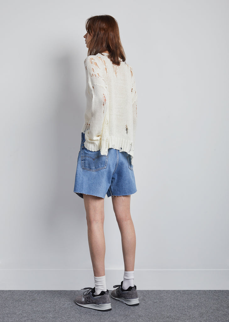 Shredded Side Slit Sweater