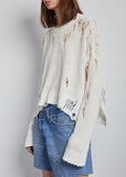 Shredded Side Slit Sweater