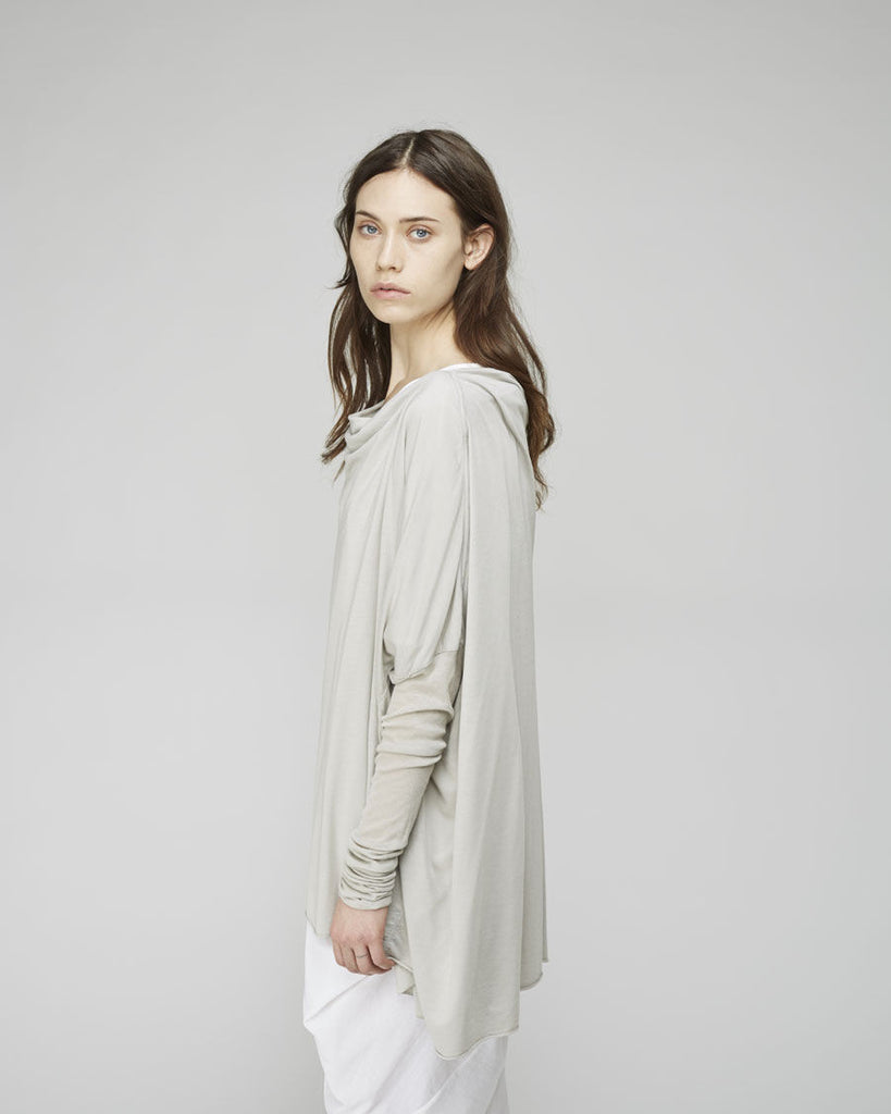 Slim Sleeve Drape Neck Top