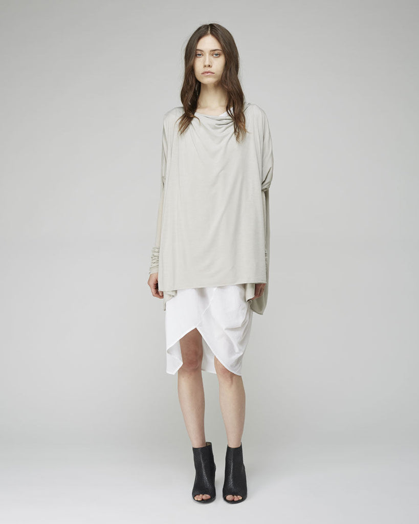 Slim Sleeve Drape Neck Top