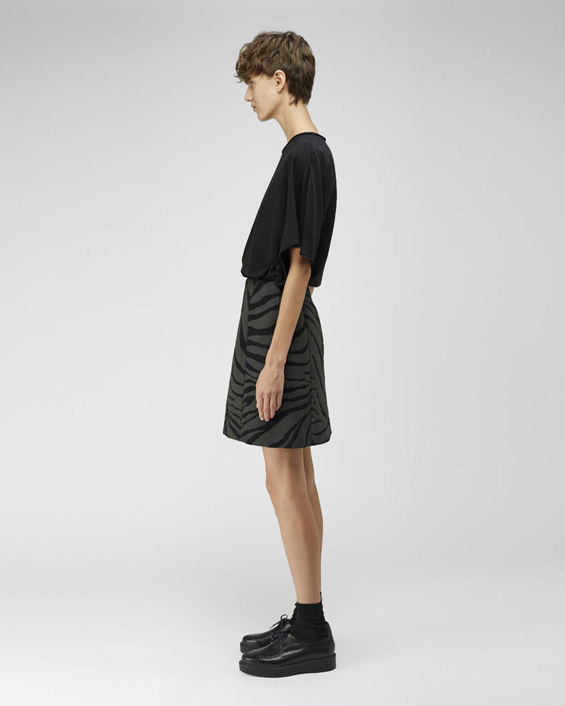 Zebra Print Woolen Mini Skirt