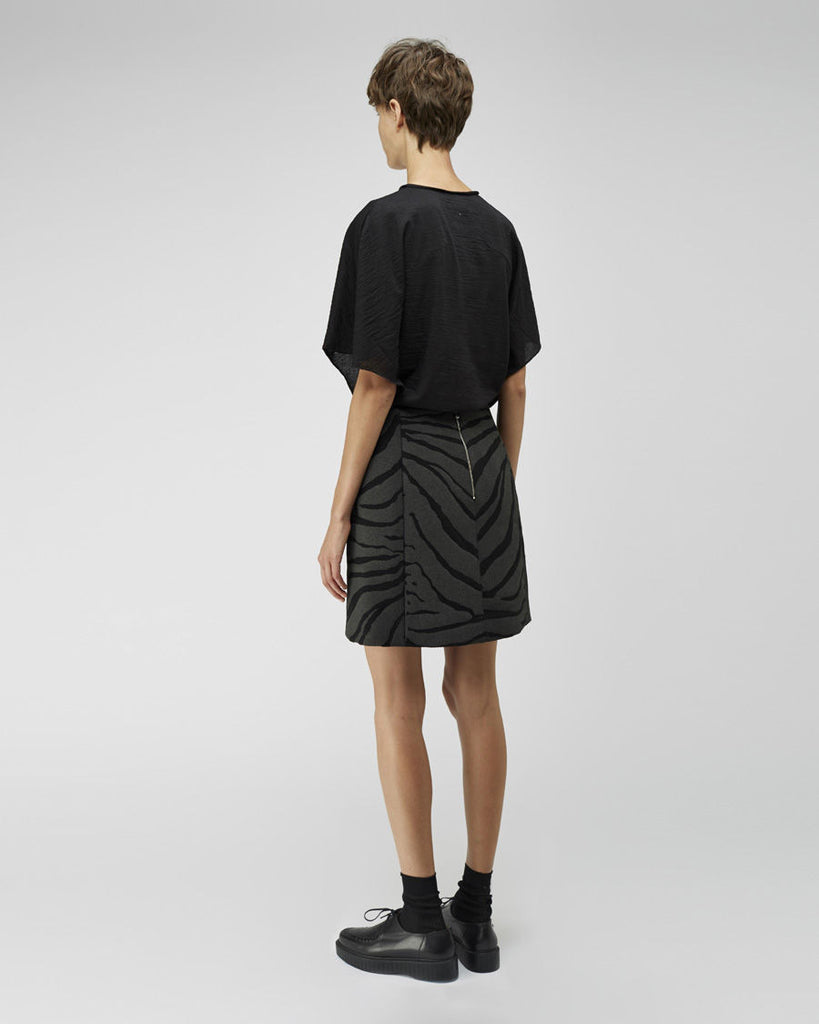 Zebra Print Woolen Mini Skirt