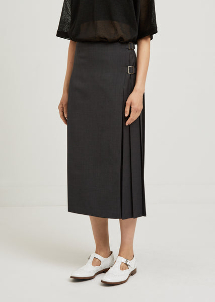 Polyester Panel Pleated Wool Skirt by Junya Watanabe - La
