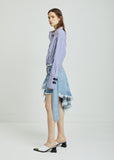 Wrap Buckle Frill Denim Skirt