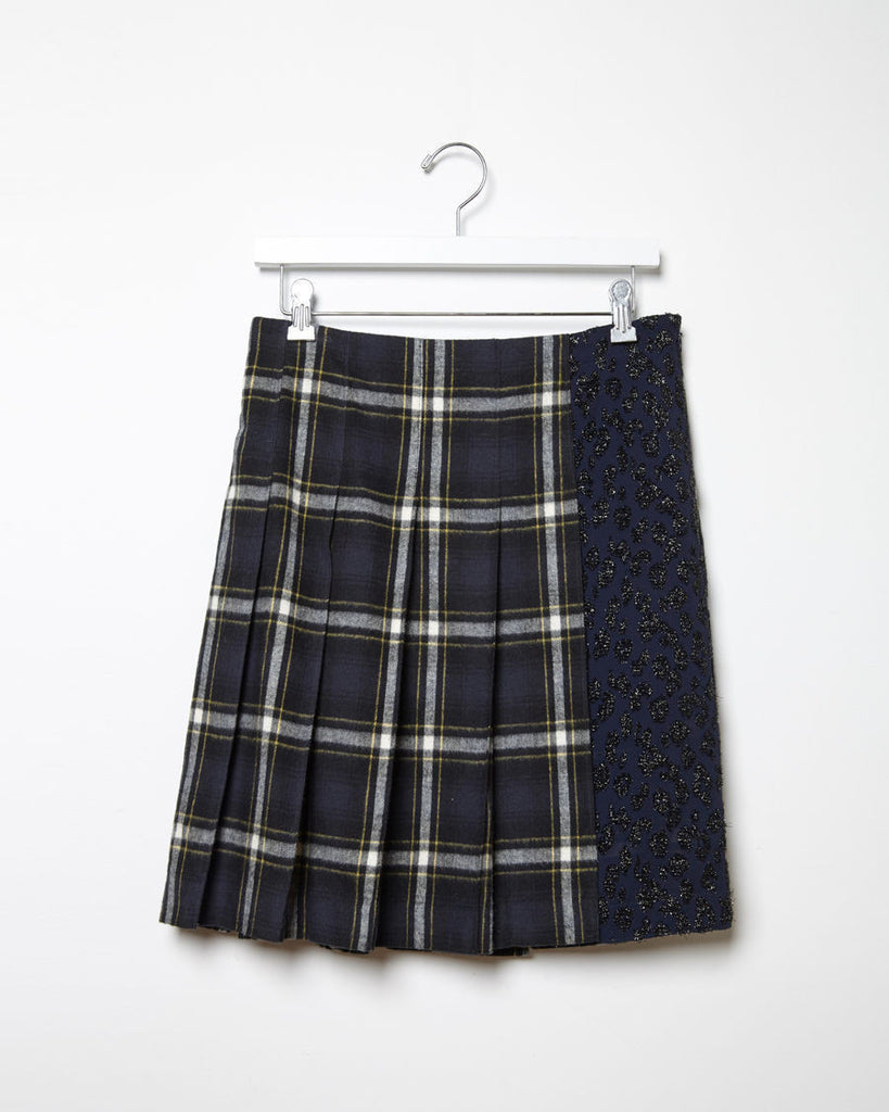 Pleated Flannel Combo Skirt