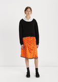 Trumpet Printed Contrast Trim Skirt
