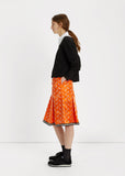 Trumpet Printed Contrast Trim Skirt
