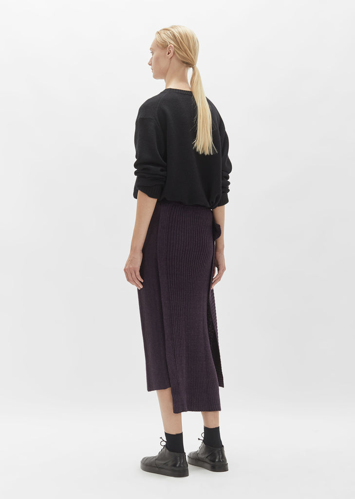 Plain Stitch Side Deco Rib Skirt