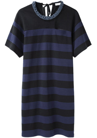 Beaded Collar T-Shirt Dress