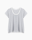 Tulle Trimmed Striped Tee