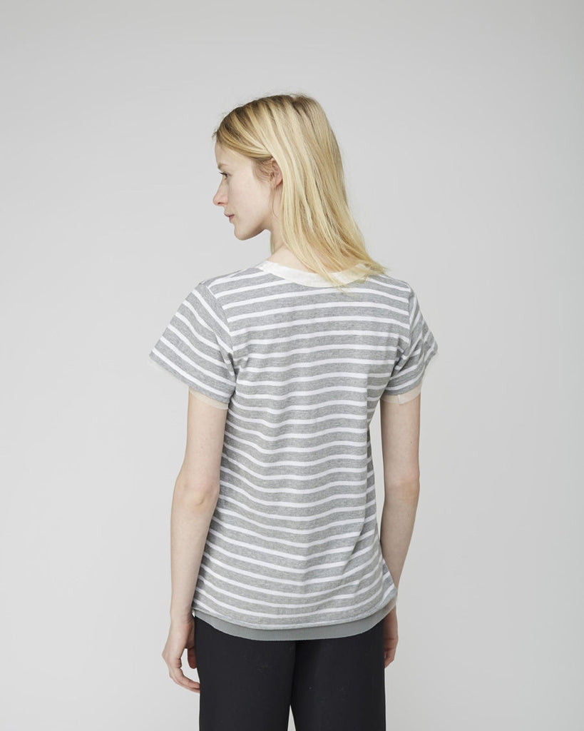 Tulle Trimmed Striped Tee