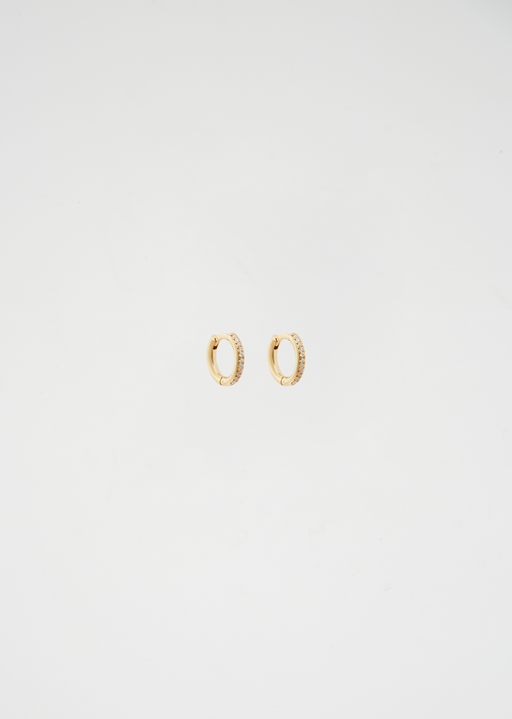 New Mini Yellow Diamond Hoops