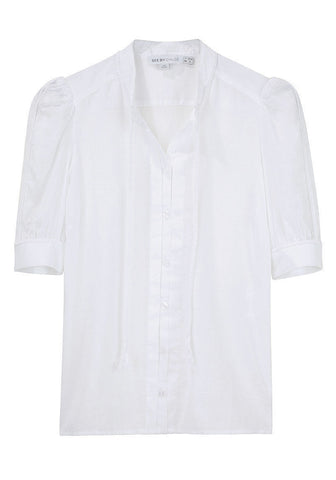 Braided Neck Tie Blouse