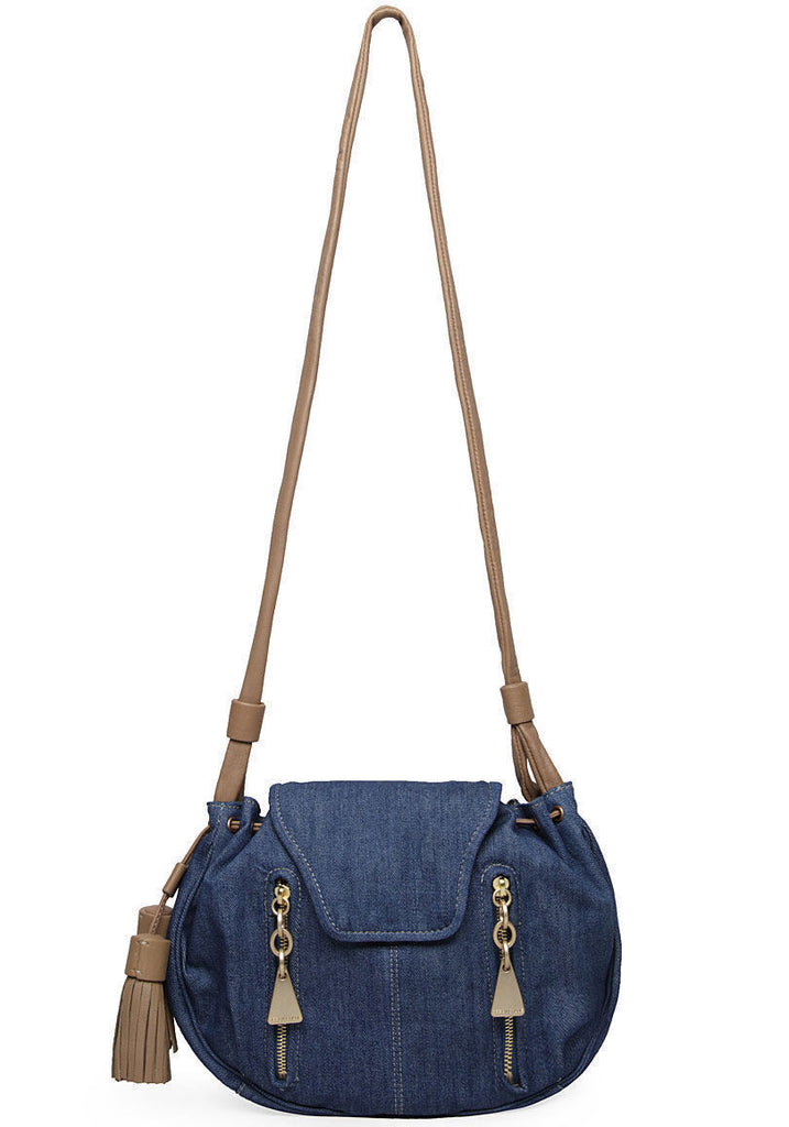 Cherry Denim Crossbody Bag