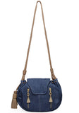 Cherry Denim Crossbody Bag