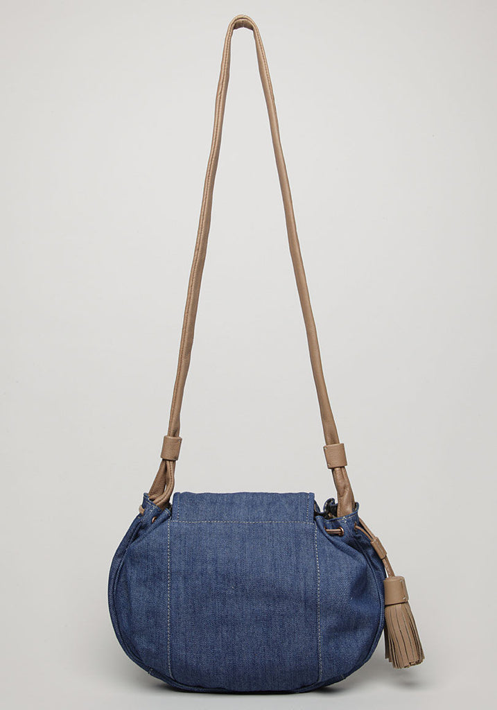 Cherry Denim Crossbody Bag