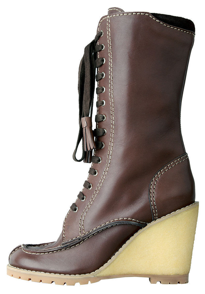 Lace-Up Wedge Boot