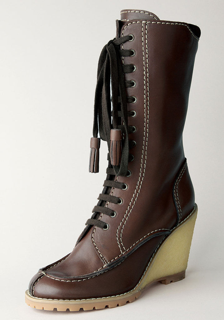 Lace-Up Wedge Boot