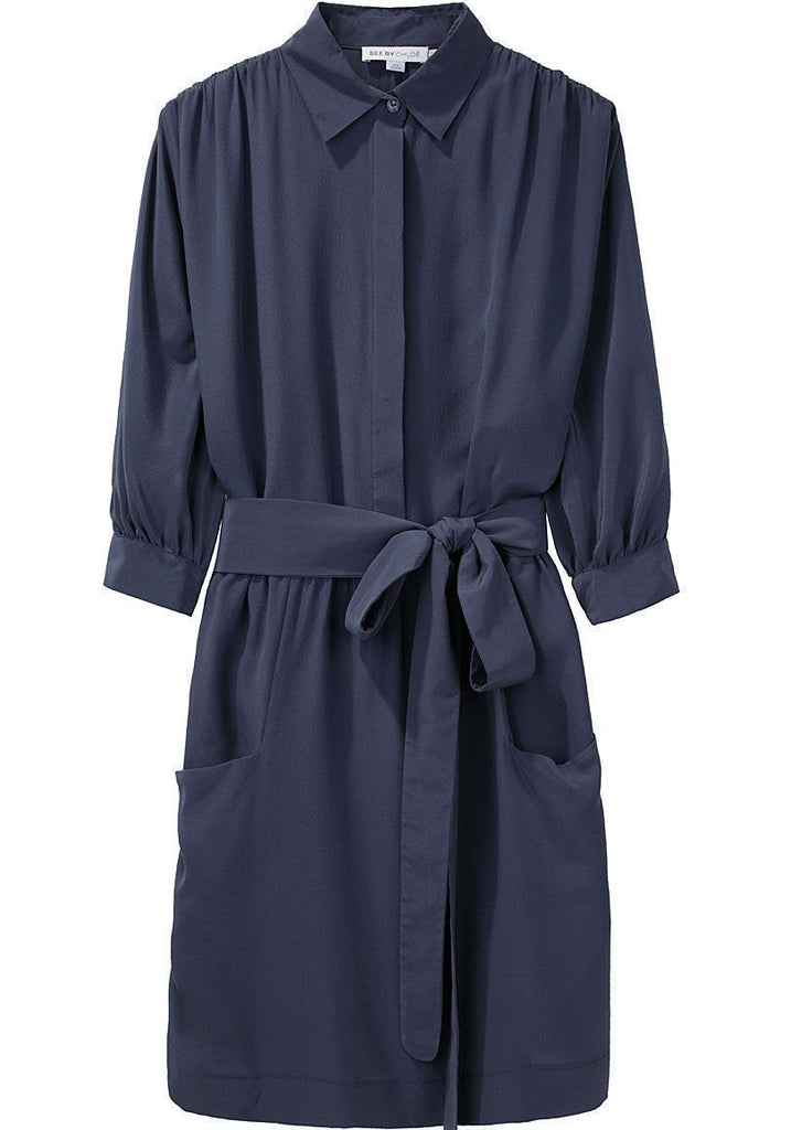 Ruched Shoulder Shirt Dress