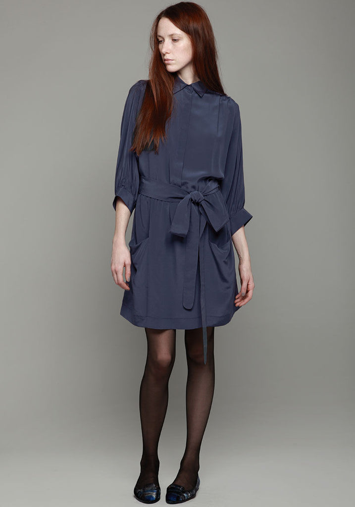 Ruched Shoulder Shirt Dress