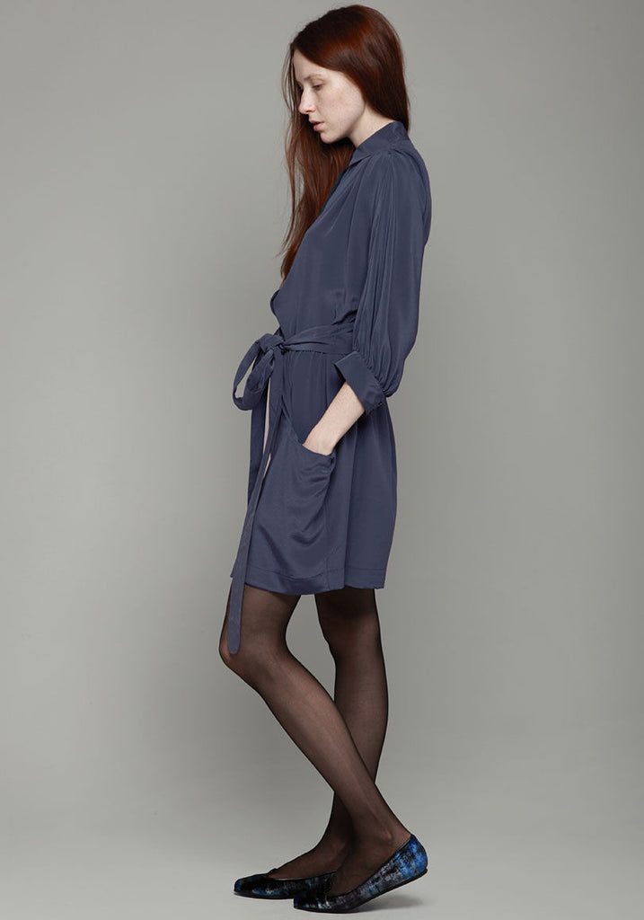 Ruched Shoulder Shirt Dress