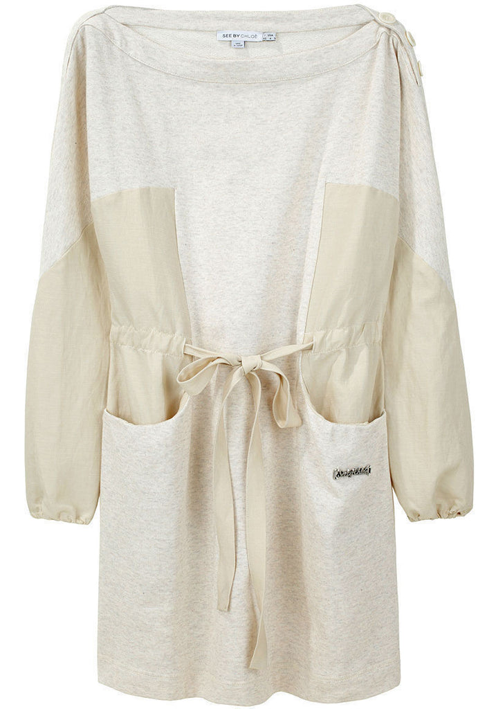 Tie Waist Sweatshirt Dress