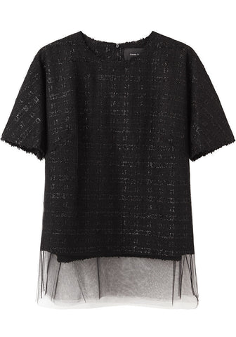 Tweed Top with Tulle Layer