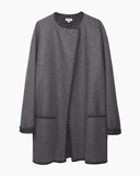 Collarless Wool Coat