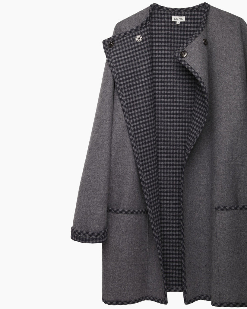 Collarless Wool Coat