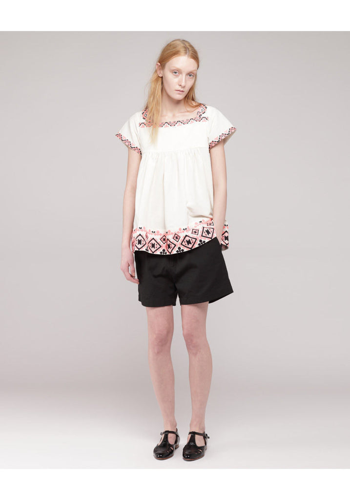 Embroidered Baby Doll Top