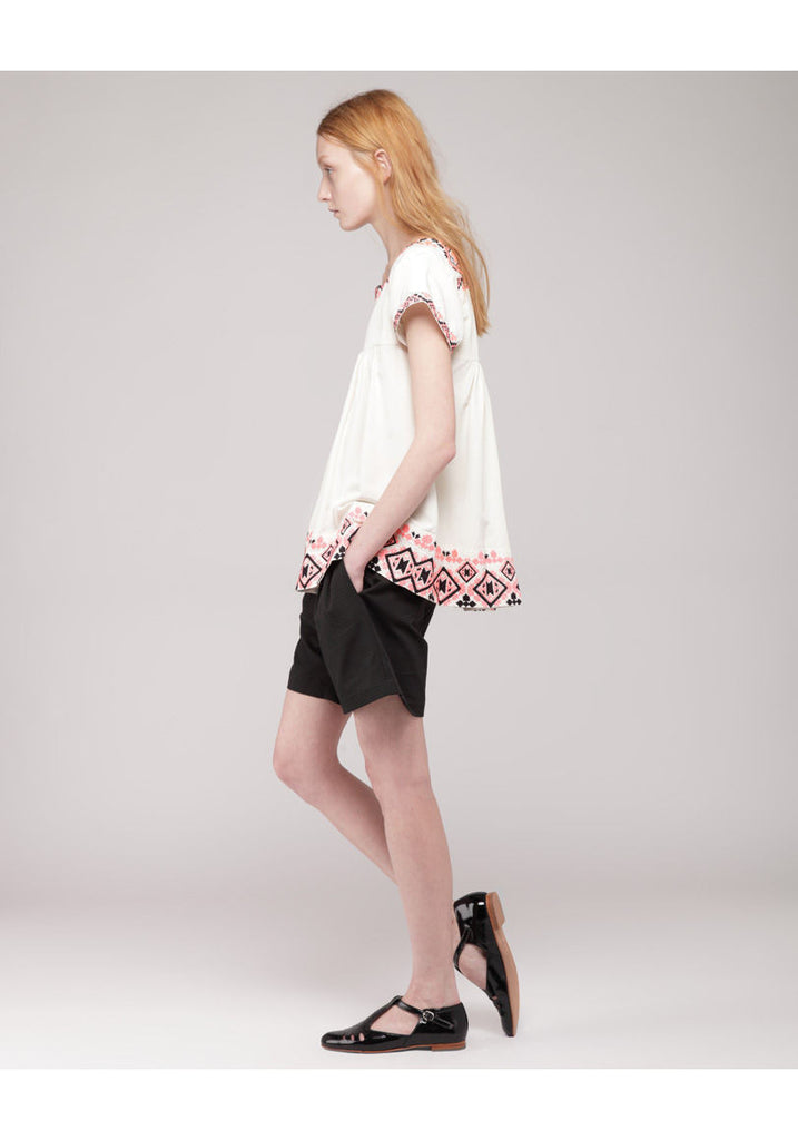 Embroidered Baby Doll Top
